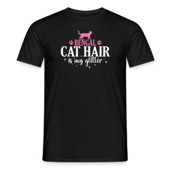 Bengal Cat Hair est mon chat domestique à paillettes - T-shirt homme - noir - Devant - AI Model Male 178 light (178cm)
