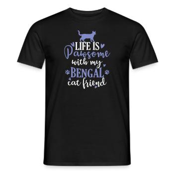 Life is Pawsome with my Bengal Cat Friend - Men's T-Shirt - black - Front - AI Model Male 178 light (178cm)