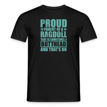 Fier parent d’un chat ragdoll Hauskatze - T-shirt homme - noir - Devant - AI Model Male 178 light (178cm)