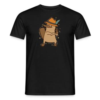 Platypus plays police Australia - Men's T-Shirt - black - Front - AI Model Male 178 light (178cm)