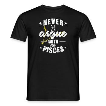 Signe du zodiaque Ne jamais discuter avec un Poissons Poissons Poissons - T-shirt homme - noir - Devant - AI Model Male 178 light (178cm)