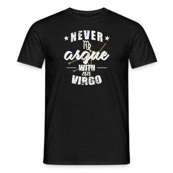 Signe du zodiaque Ne jamais se disputer avec une Vierge - T-shirt homme - noir - Devant - AI Model Male 178 light (178cm)