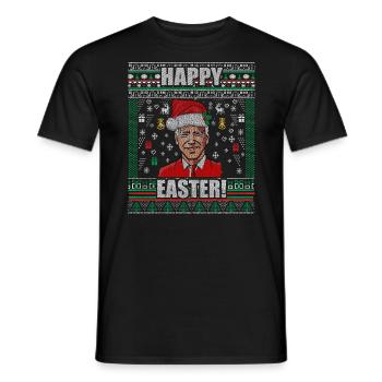 Drôle Biden Pull de Noël laid Joyeuses Pâques - T-shirt homme - noir - Devant - AI Model Male 178 light (178cm)