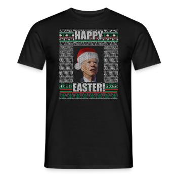 Drôle Biden Pull de Noël moche Joyeuses Pâques - T-shirt homme - noir - Devant - AI Model Male 178 light (178cm)