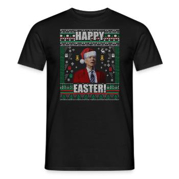 Drôle Biden Pull de Noël moche Joyeuses Pâques - T-shirt homme - noir - Devant - AI Model Male 178 light (178cm)