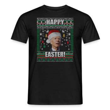 Drôle Biden Pull de Noël moche Joyeuses Pâques - T-shirt homme - noir - Devant - AI Model Male 178 light (178cm)