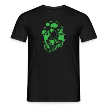 Green earth on a bone skull nature - Men's T-Shirt - black - Front - AI Model Male 178 light (178cm)