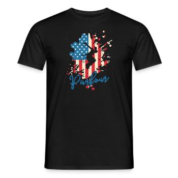 Parkour USA Flag Sport Training Fitness - T-shirt homme - noir - Devant - AI Model Male 178 light (178cm)
