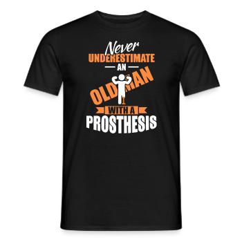 Amputation prothétique de la jambe Vieil homme - T-shirt homme - noir - Devant - AI Model Male 178 light (178cm)