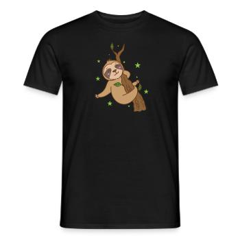 Sloth on the tree Nature lazy chilling - Men's T-Shirt - black - Front - AI Model Male 178 light (178cm)