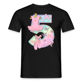 Ballerine 5ème anniversaire Numéro 5 - 5 ans - T-shirt homme - noir - Devant - AI Model Male 178 light (178cm)