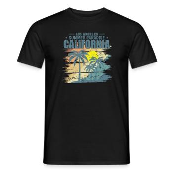 Californie Los Angeles Summer Paradise États-Unis - T-shirt homme - noir - Devant - AI Model Male 178 light (178cm)
