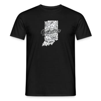 Indiana Blumen in Karte USA Amerika - Männer T-Shirt - Schwarz - Vorne - AI Model Male 178 light (178cm)