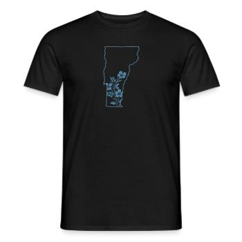 Vermont Map Outline with Flowers USA America - Men's T-Shirt - black - Front - AI Model Male 178 light (178cm)