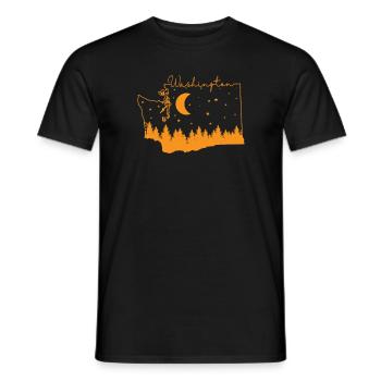 Contour de la carte de Washington avec Skyline USA - T-shirt homme - noir - Devant - AI Model Male 178 light (178cm)