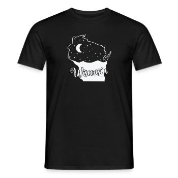 Ligne d’horizon du Wisconsin dans le contour de la carte États-Unis - T-shirt homme - noir - Devant - AI Model Male 178 light (178cm)