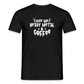 Give Me Heavy Metal and Coffee Musik Band - Männer T-Shirt - Schwarz - Vorne - AI Model Male 178 light (178cm)