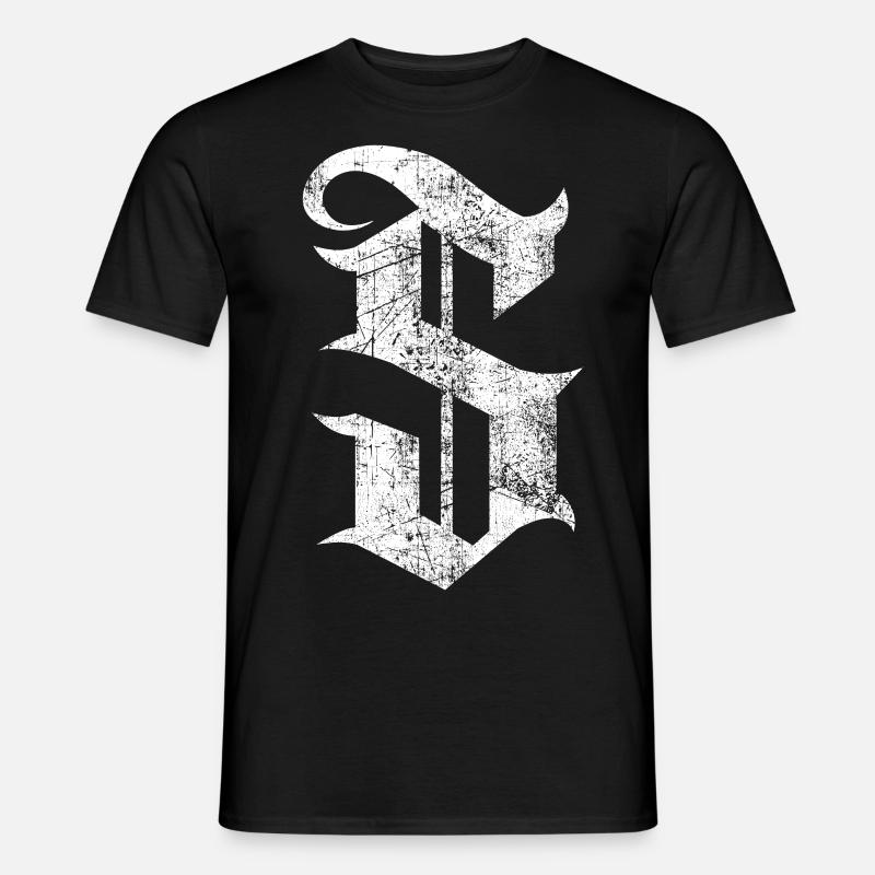 Tshirt alphabet initial S - T-shirt homme - noir