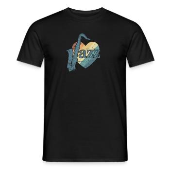 Jazz mit Saxophone und Herz Saxophon - Männer T-Shirt - Schwarz - Vorne - AI Model Male 178 light (178cm)