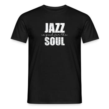 Jazz is good for the Soul Musik Saxophon - Männer T-Shirt - Schwarz - Vorne - AI Model Male 178 light (178cm)