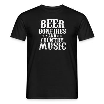 Bière, feux de joie et musique country USA Amérique - T-shirt homme - noir - Devant - AI Model Male 178 light (178cm)