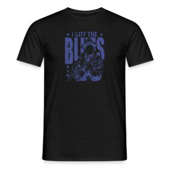 I got the Blues Music Trumpet - Men's T-Shirt - black - Front - AI Model Male 178 light (178cm)