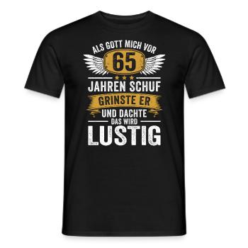 65. Geburtstag als Gott mich vor 65 Jahren schuf - Männer T-Shirt - Schwarz - Vorne - AI Model Male 178 light (178cm)