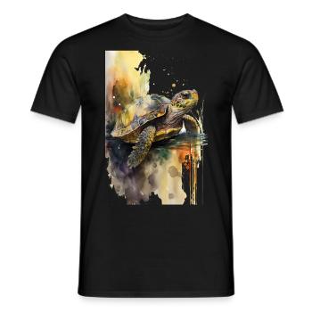 Schildkröte Aquarell Realistisch Cool - Männer T-Shirt - Schwarz - Vorne - AI Model Male 178 light (178cm)