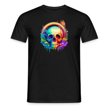 Totenkopf Skizze mit bunten Wasserfarben - Männer T-Shirt - Schwarz - Vorne - AI Model Male 178 light (178cm)