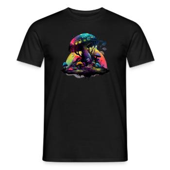 Trippy Magic Mushroom Artwork mit Wasserfarben - Männer T-Shirt - Schwarz - Vorne - AI Model Male 178 light (178cm)