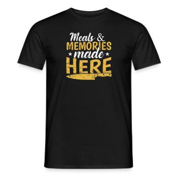 Meals and Memories made Here Koch Küche - Men's T-Shirt - black - Front - AI Model Male 178 light (178cm)