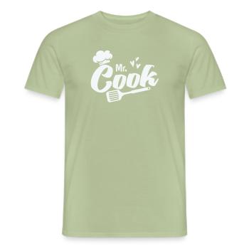 Mr. Cook mit Kochmütze und Pfannenwender Koch - Männer T-Shirt - Sage - Vorne - AI Model Male 178 light (178cm)