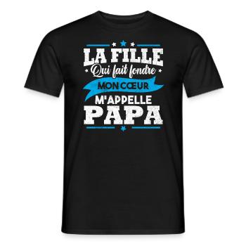 La fille qui fait fondre mon cœur m appelle papa - T-shirt homme - noir - Devant - AI Model Male 178 light (178cm)