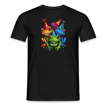 Motif de grenouille coloré cool - 3 grenouilles de fête - T-shirt homme - noir - Devant - AI Model Male 178 light (178cm)