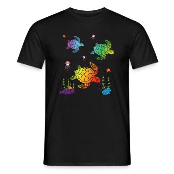 TORTUES DE MER COLORÉES - T-shirt homme - noir - Devant - AI Model Male 178 light (178cm)