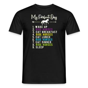Mein perfekter Tag - Reitpferde - Männer T-Shirt - Schwarz - Vorne - AI Model Male 178 light (178cm)