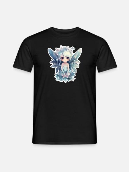 Kleine Eisfee mit Blumenbkrone - Männer T-Shirt - Schwarz