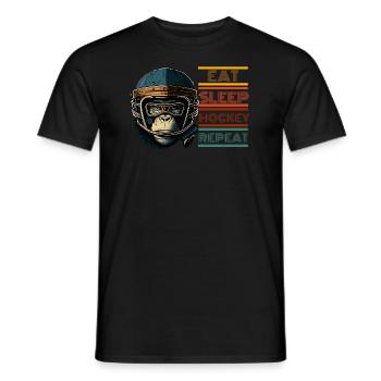 Slapshot Monkey: Fun Hockey Design for Printing! - Männer T-Shirt - Schwarz - Vorne - AI Model Male 178 light (178cm)