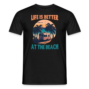 La vie est meilleure à la plage - Rétro - T-shirt homme - noir - Devant - AI Model Male 178 light (178cm)