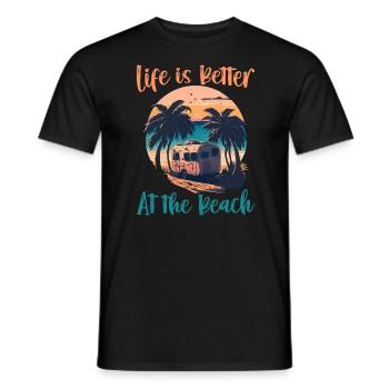 La vie est meilleure à la plage - Rétro - T-shirt homme - noir - Devant - AI Model Male 178 light (178cm)