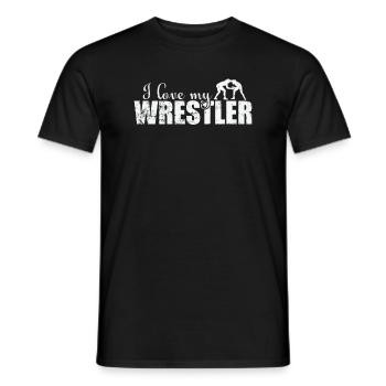 I Love my Wrestler Show Ring Fight Stunt - Men's T-Shirt - black - Front - AI Model Male 178 light (178cm)