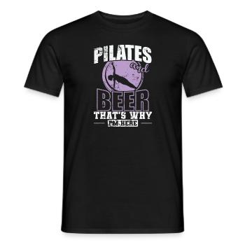 Pilates and Beer that's why I'm here Powerhouse - Men's T-Shirt - black - Front - AI Model Male 178 light (178cm)