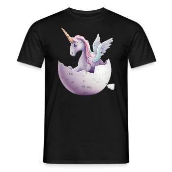Baby Einhorn schlüpft aus Ei - Männer T-Shirt - Schwarz - Vorne - AI Model Male 178 light (178cm)