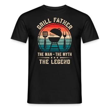 Grill Père Grillades BBQ Viande Fumoir - T-shirt homme - noir - Devant - AI Model Male 178 light (178cm)