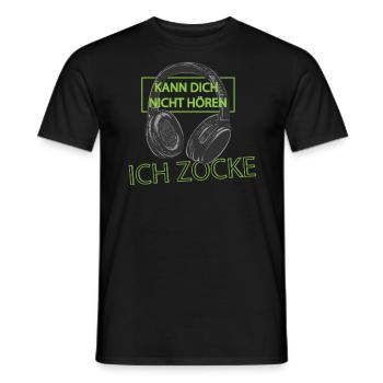 kann dich nicht hören ich zocke Gaming Headset - Männer T-Shirt - Schwarz - Vorne - AI Model Male 178 light (178cm)