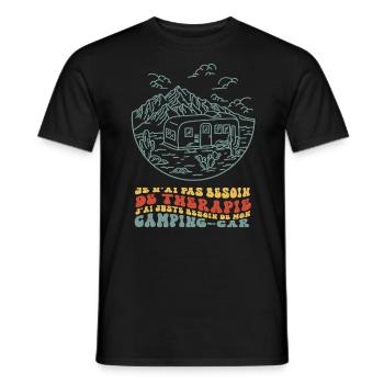 Pas besoin de thérapie, Besoin de mon camping-car - T-shirt homme - noir - Devant - AI Model Male 178 light (178cm)
