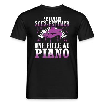 Pianiste Piano Fille Piano - T-shirt homme - noir - Devant - AI Model Male 178 light (178cm)
