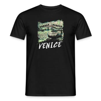 Die Rialtobrücke in Venedig: Charmante Illustration - Männer T-Shirt - Schwarz - Vorne - AI Model Male 178 light (178cm)