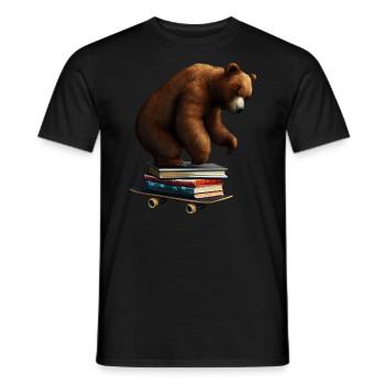 Lire l’ours sur une planche à roulettes - T-shirt homme - noir - Devant - AI Model Male 178 light (178cm)