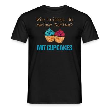 Kaffee nur mit Cupcakes - Männer T-Shirt - Schwarz - Vorne - AI Model Male 178 light (178cm)
